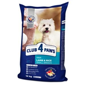 club 4 paws dog mini adult with lamb and rice Премиум, пълноценна суха храна за възрастни кучета от дребни породи с агнешко и ориз 14kg